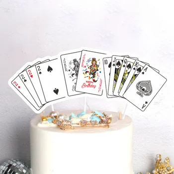 1 Conjunto de Dados de Poker Bolo Toppers de Cassino de Las Vegas Cupcake de Decoração de Jogar Jogos de cartas Temáticas de Aniversário o Dia do Pai Fornecimentos de Terceiros