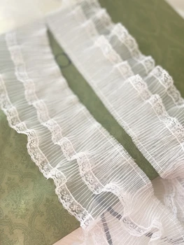 10 medidor de 11cm 4.33 polegadas de largura marfim, esmagado rugas de babados plissados lingerie tecido de roupas de artesanato guarnição do laço V24X575L230118V