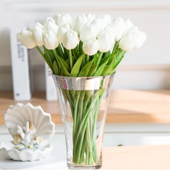 10 Pcs Tulip Flor Artificial Toque Real Artificial Buquê Falso de Flores Para Casamento ome Festa Vaso Decoração