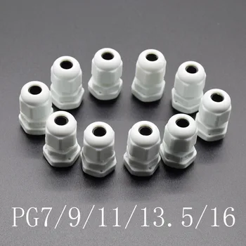 10pcs IP68 branco PG7 PG9 PG11 PG13.5 PG16 por 3-6.5 mm-14mm Cabo de Fio de CE Nylon Impermeável de Plástico Glândula de Cabo Conector