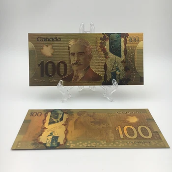 10pcs por lote Moeda Banque Du Canada Lembrança de Notas de 100 Dólares Canadenses Folha de Ouro das Notas de projeto de lei