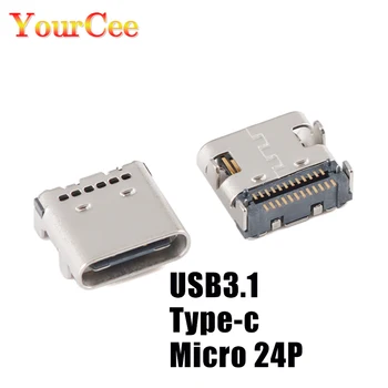 10PcsUSB3.1 24pin Tipo C USB Tomada Fêmea para micro USB conector de Alimentação do soquete do Conector de Carga carregamento da porta de ligação Plug Terminais Elétricos