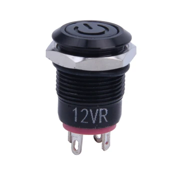 12V 2A 9,5 mm LED Tampa de Metal de Energia Momentânea Interruptor de Botão de pressão Carro DIY Modificado, Vermelho