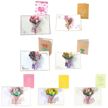 13ME 3D Pop-Up Cravo Rosa Flor de Cartão comemorativo do Dia de são Valentim Cartões com Envelope para o Casamento, Aniversário, Aniversário de Esposa de Presente
