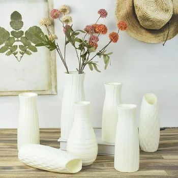 1P Vaso de Flor Decoração de Mesa de Casa Branca Imitação de Cerâmica vaso de Flores Cesta Nórdicos, Vasos Decorativos para Arranjo de Flores
