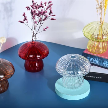 1Pcs Cogumelo Vaso de Vidro Aromaterapia Garrafa Casa Criativa Hidropônico Flor Tabela Simples Decoração