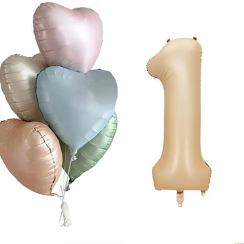 1set Cor de Caramelo 1-3 Número de Balão com Folha de alumínio, Coração Balão Menina Crianças Adultos Feliz Aniversário, Festa de Casamento Decoração