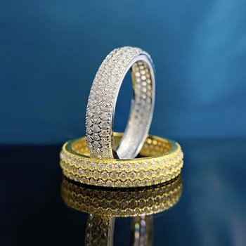 2023 nova prata 925 total de diamante micro definir minimalista com um anel de Europeus e Americanos, o estilo de inserções, versátil e em camadas cruzadas