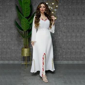 2023 Nova Verão de Mulheres de Saia de Chiffon de Diamantes incrustados Oriente Médio Árabe de Dubai Muçulmano Abaya Vestido