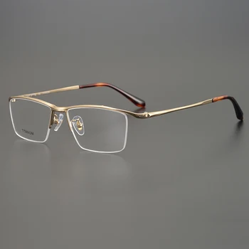 2023 Retro óculos de armação homens Vintage Designer de titânio puro óptico de óculos de Miopia de leitura de mulheres sem aro óculos personalizado