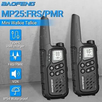 2pcs Baofeng MP25 Walkie Talkie PMR FRS, file replication service Mini Longo Alcance Tipo de Transceptor-C de Carga de Alta Potência Profissional de Rádio de Duas vias
