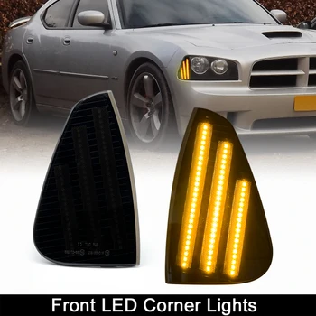 2PCS luzes Para o Dodge Charger 2006-2010 Fumado Lente Frontal da Asa Dinâmica Âmbar Sinal de volta da Lâmpada de Luz de Canto