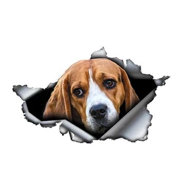 30CM Auto-Adesivo 3D Decalque de Beagle, Cão de Animal de Estimação com o Adesivo de Carro Impermeável Auto Decorações no pára-choques Traseiro Janela de Laptop
