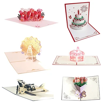 3D -Up de Cartões de Peças de Reposição Com Envelopes Artesanais Feliz Aniversário, Cartões De Aniversário, Aniversário de Casamento, Dia da Mãe