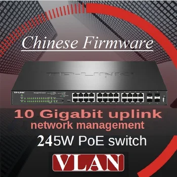 4*10 gbps Ópticos SFP+ de Portas 24*1000M RJ45 Ethernet Managed PoE Switch VLAN 10G de Uplink IPv6, Ethernet Switch de Rede 802.3ataf245W