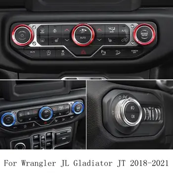 4pcs Para o Jeep Wrangler JL JLU 2018-2021 Interruptor Botão da Tampa Anel de Ar-condicionado Farol Console Central Botão de troca de Guarnição