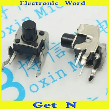 50pcs 6*6*7 milímetros de Lado Pin Tact Switch com Suporte 2-Pin Tátil Interruptor de Botão de pressão