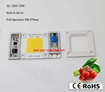 50W 220v de Alta Potência led chip embutido no controlador de 380NM-780NM Branco de Espectro Completo Crescer Microplaqueta do DIODO emissor de Lâmpadas para as Plantas