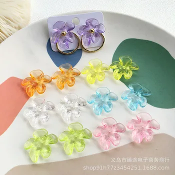 5pcs cor transparente cristal claro pétalas de flores, acessórios de resina DIY feito a mão brincos arnês atacado