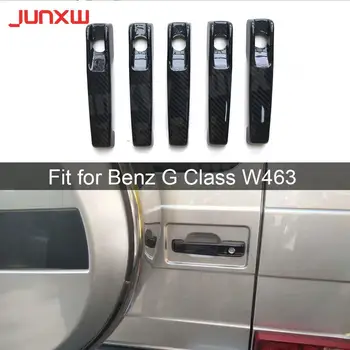 5pcs de Fibra de Carbono Porta do Carro Alças de Cobre Guarnição de Decoração Para a Mercedes Benz Classe G W463 G55 G63 G500 G550 2014+