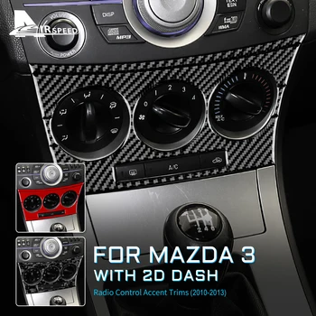 A VELOCIDADE do ar em Fibra de Carbono Para Mazda 3 2010-2013 Acessórios de Controle de Rádio Sotaque Adesivo estofos Tampa Adesivo de Carro Acessórios