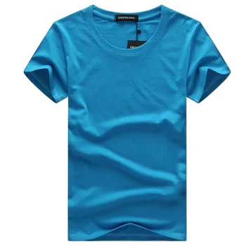 A2298 Estilo Casual Simples de Cor Sólida dos Homens T-shirts de Algodão Azul-Marinho Regular Fit T-shirts de Verão, Tops, Camisetas de Homem Roupa