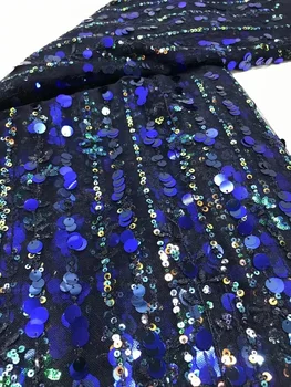 africana laços em tecidos de material para roupa 5yard em malha de alta qualidade net material de glitter, lantejoulas vestidos de festa Azul melhor