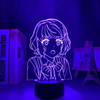 Anime 3d Lâmpada Malandro Não Sonho coelhinha Senpai Noite do DIODO emissor de Luz para a Decoração do Quarto do Nightlight Presente Tomoe Koga Luz de Néon