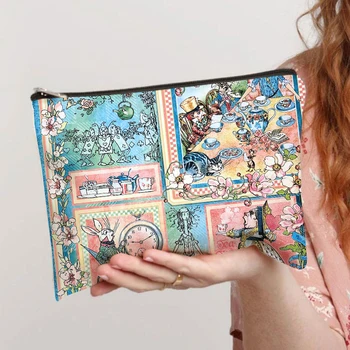 Anime Alice Impresso Mulheres Make up bag de Moda as Mulheres Cosméticos Organizador de Bolsa para Viagem Colorido Saco de Armazenamento para a Senhora Saco