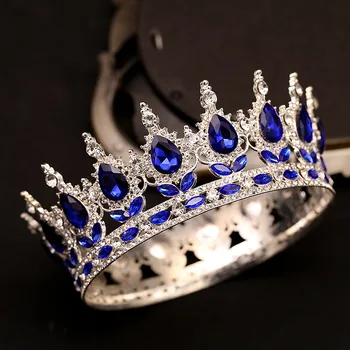 Azul Elegante Rei Da Coroa De Dama De Honra De Acessórios Para Cabelo De Noiva Cabeça Nupcial Tiara Preço De Fábrica