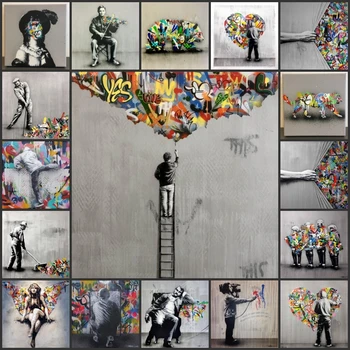 Banksy música pop arte de rua sonho cartazes e estampas abstratas animal graffiti arte, pinturas em tela imagens de arte de decoração de casa
