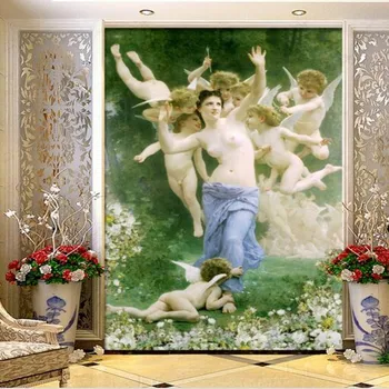 beibehang Grande escala, papel de parede personalizado Europeu de pintura a óleo figuras deusa Anjo de Vênus clássico decoração clássica