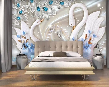 beibehang Personalizada Foto Grande Mural 3D Europeia Palácio do Vento Jóias Swan TV da sala de estar de plano de Fundo do papel de Parede 3d papel de parede