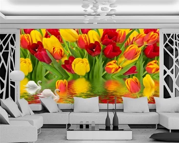 beibehang Sênior interior tridimensional de moda frescos tulip 3D TV na parede do fundo do quarto sala de estar papel de parede behang