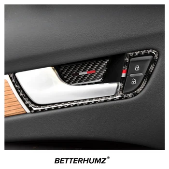 BETTERHUMZ Para Audi A4 B8 2009-2016 de Fibra de Carbono Porta do Carro Tigela Lidar com Moldura Autocolante de Decoração de Auto Acessórios de decoração
