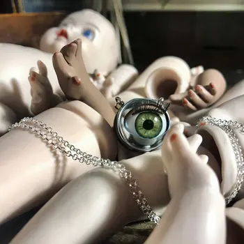 Boneca Colar De Olho, Olho De Jóias, Incomum, Colar Verde A Piscar Boneca De Olhos De Jóias, Alternativa Goth