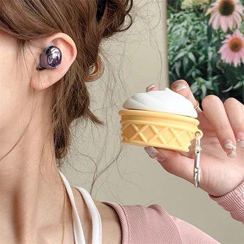 Bonito 3D sorvete de Proteção Fones de ouvido Capa Para Samsung Galaxy Gomos 2 Pro Silicone Macio Fone de ouvido Case Para Samsung Botões ao Vivo