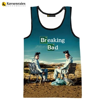 Breaking Bad Impressos em 3D Tops Homens Verão Streetwear Mulheres Vest Casual Breaking Bad T-shirt sem Mangas Hip Hop de grandes dimensões Tops