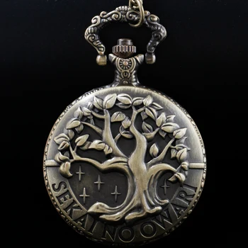 Bronze Meteoro Árvore de Quartzo Relógio de Bolso de Moda Colar de Pingente de Colar da Jóia de Presente Steampunk Relógio de Homens e Mulheres do Presente