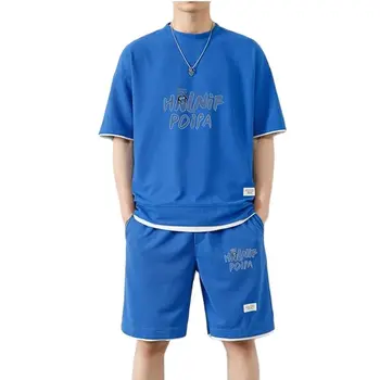 (Camisa + short)2023 verão, moda masculina clássica t-shirt dos homens de negócios de moda casual camisas masculinas conjunto de roupas tamanho M-4XL 3871