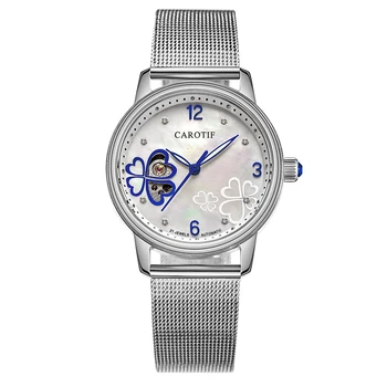 Carotif de melhor Marca de Luxo da Mulher Relógios Mecânicos Impermeável Automático Esqueleto Elegantes Relógios Relógio Reloj Mujer 2023
