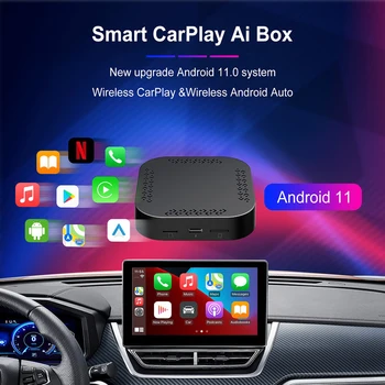 CarPlay Mini Ai uma Caixa de TV Andoroid 11 sem Fio CarPlay MIFI Android Para automóvel Audi Bmw Mazda, Toyota Netflix, YouTube 4G LTE 32GB