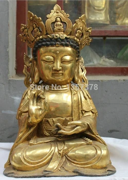 Chinês no Tibete o Budismo Tibetano Dourada estátua de Bronze de GuanYin Escultura de Buda