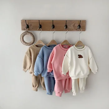 Conjuntos de vestuário para Bebê ursinho Novo Bebê Meninas' Roupas de Moletom+o Terno de Crianças Traje Mola de Roupa de Bebê