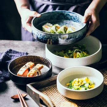 Criativo bacia cerâmica tigela de salada de soup bowl restaurante da moda prato tigela funda taça