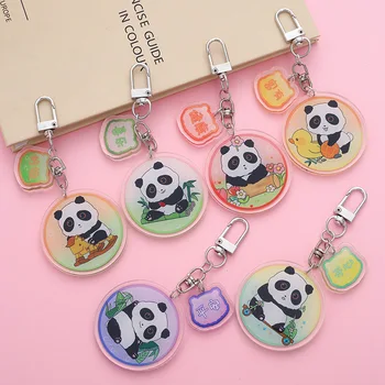 Criativo dos desenhos animados do Panda Carro Chaveiro Bonito Metal D-palavra Titular Animal Mochila Chave Pingente de Ornamentos para Algumas Crianças Presente da Moda