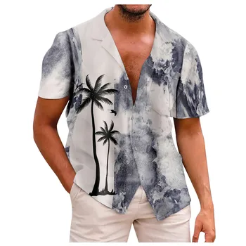 Designer Elegante Shirts Para os Homens 2023 Verão Manga Curta com Botão de Camisa de Moda de Praia Casual Solta Camisa Havaiana camisa hombre