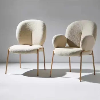 Designer Nórdicos Cadeiras De Jantar Branco Braço Preguiçoso Adultos Cadeiras De Sala De Estar Piso Protetor De Espera Modernas Cadeiras Para Pequenos Espaços A Decoração Home