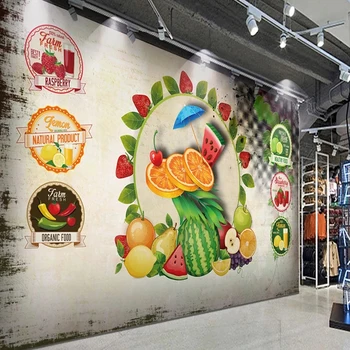 Foto de papel de Parede Criativo Melancia Laranja Fruta Mural de Supermercado, Loja de frutas Criativo de plano de Fundo do Papel de Parede Adesivo Impermeável