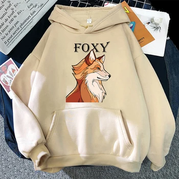 Foxy Fox Animal Harajuku Gráfico Pullover Dos Homens Harajuku Mangá Capuz Primavera De Lã Solta Moletom Hip Hop Poket Masculinas De Streetwear